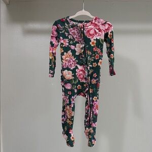 Posh Peanut Floral Baby Romper - Pink and Green